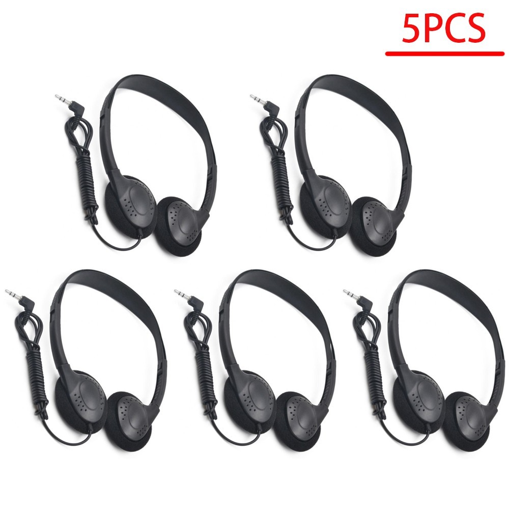 5PCS Wired Stereo Headphones 3.5mm Adjustable Headset for PC Laptop