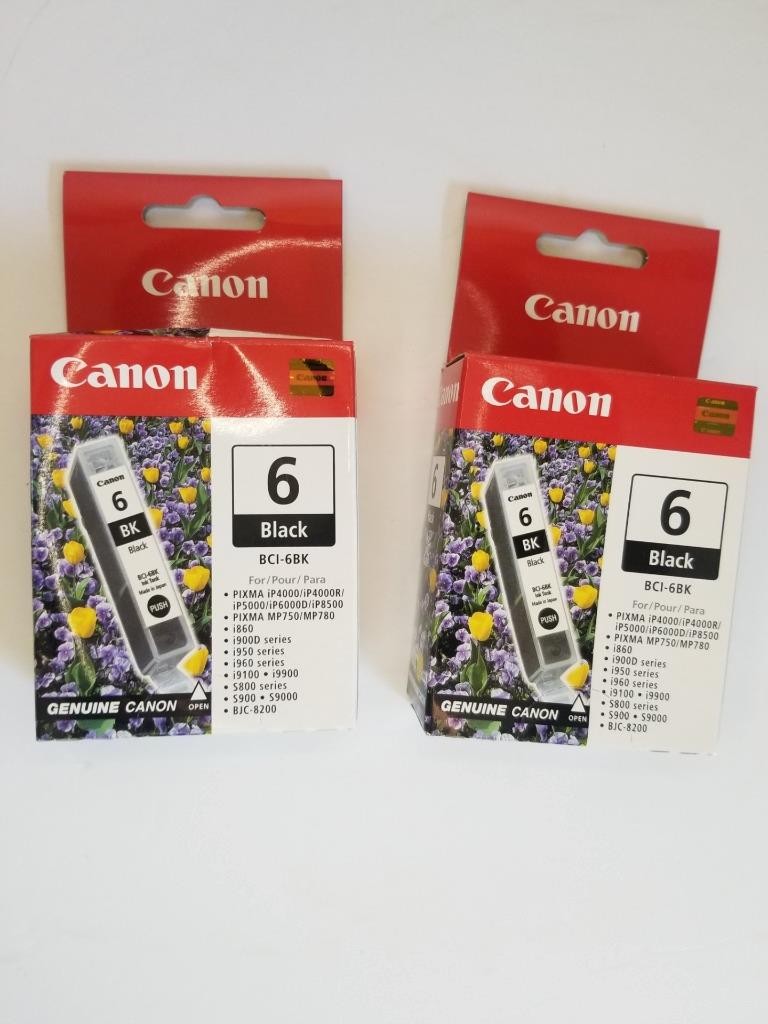 CANON BCI-6BK black ink cartridges set of 2 sealed in boxes