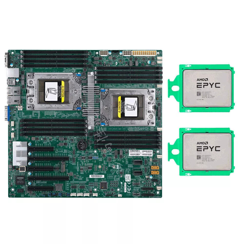 Supermicro H11DSI Mainboard + 2x AMD EPYC 7282 7302 7402 7532 7542 7642 7702CPU-