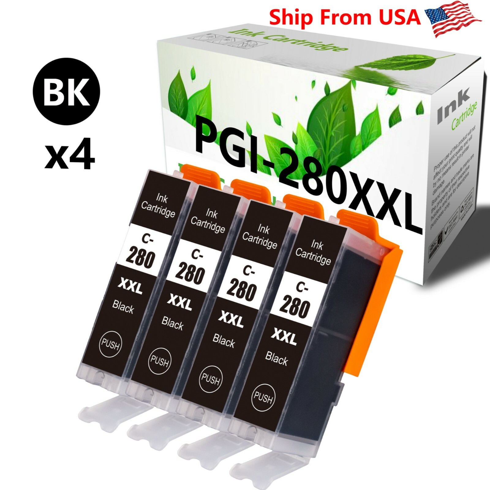 4-PacK PGI280 XXL Black Ink Cartridge for PIXMA TR7500 TS8100 Printer