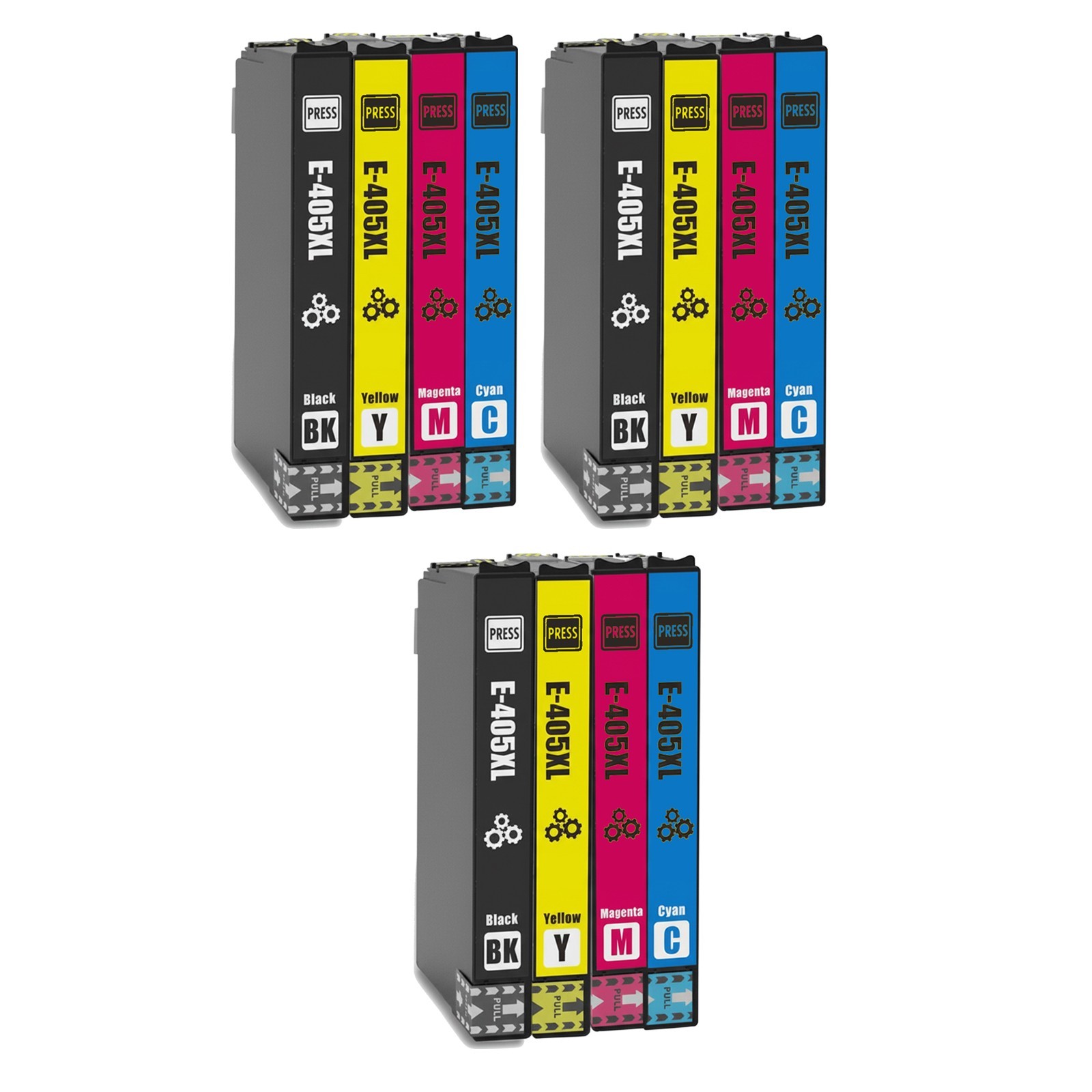 405XL Ink Cartridge Set for Epson WF-3820 - 12 Cartridges (3 Sets of CMYK)