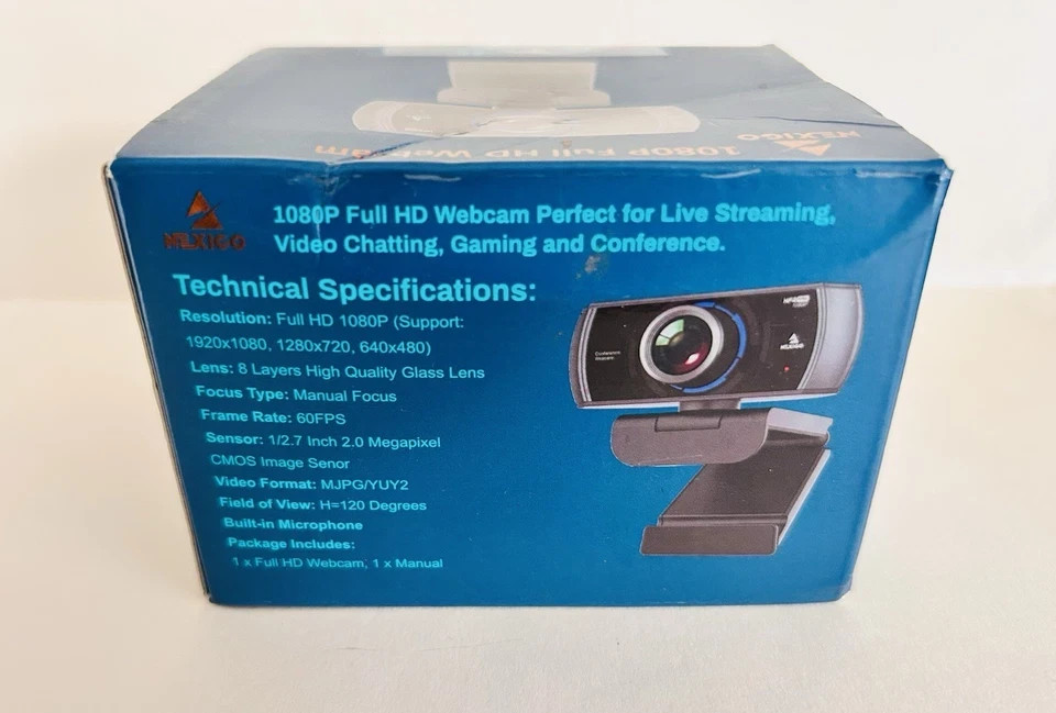 NexiGo N980P 1080p 60fps Full HD Webcam Wide Angle Plug & Play Dual Mics PC Mac
