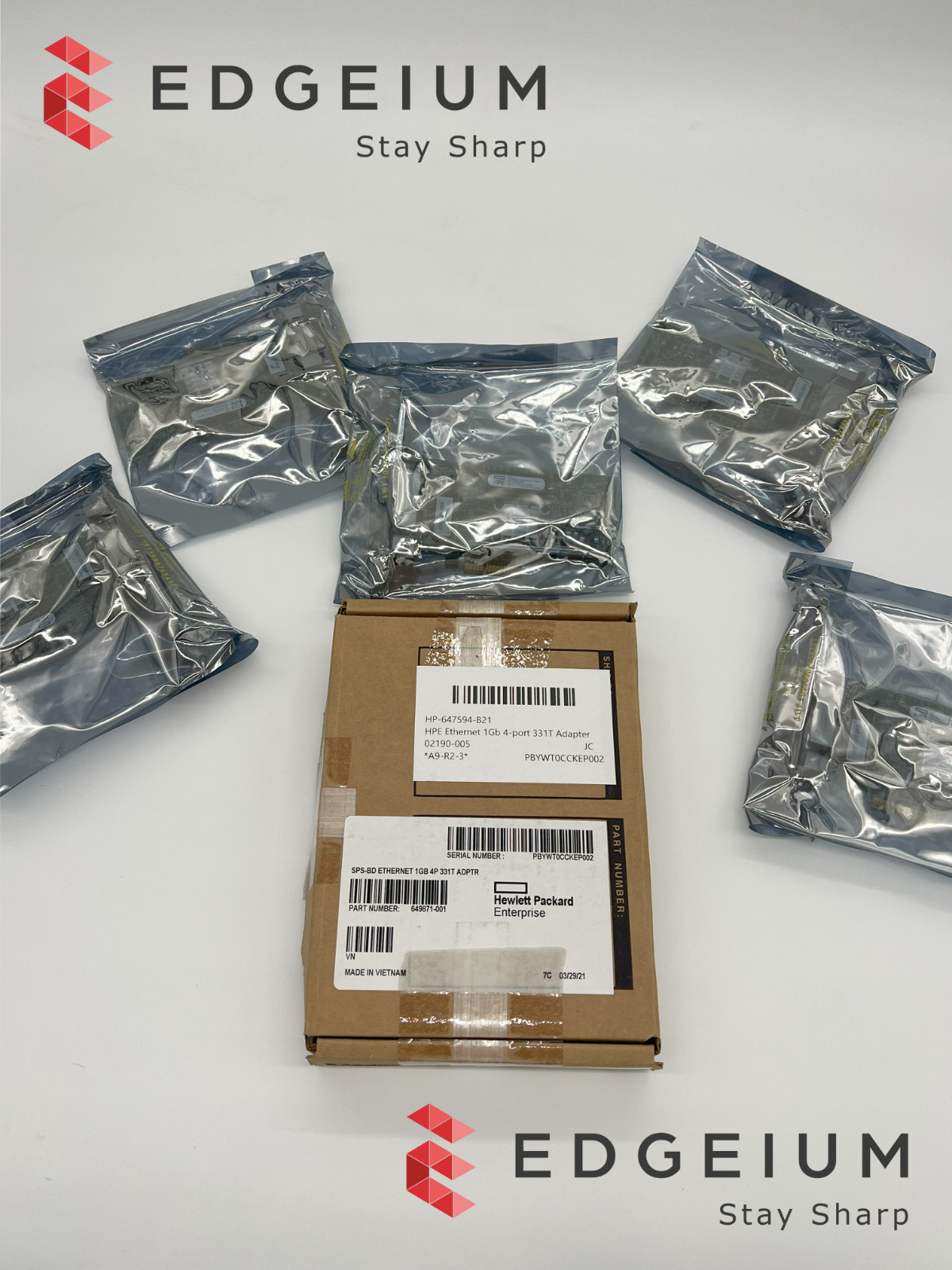 New: HPE 647594-B21 Ethernet 1Gb 4-Port 331T Adapter