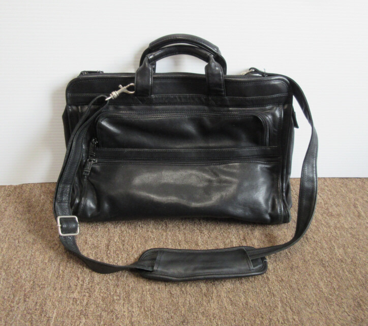 Tumi 9602D3 Genuine Black Leather 15" Slim Briefcase Laptop Bag 