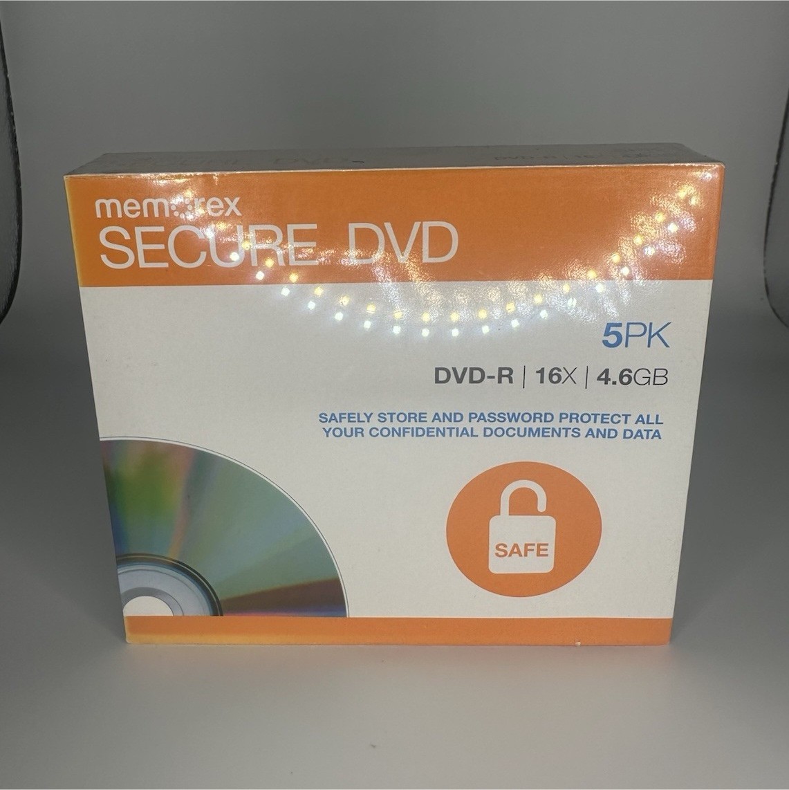 Memorex Secure DVD DVD-R 4.6GB 16x Recordable Disc 5-Pack Slim Jewel Case