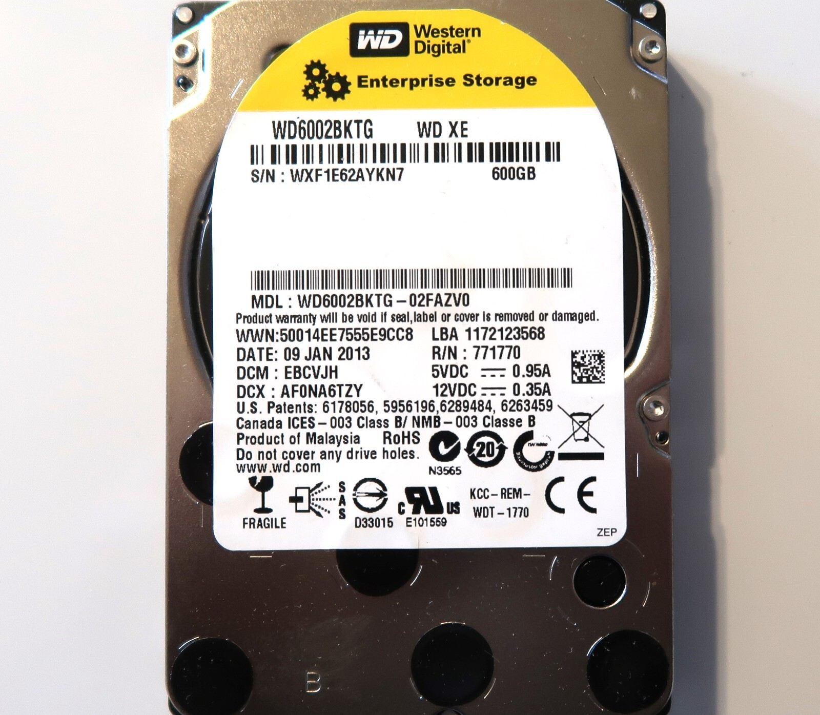Western Digital WD6002BKTG-02FAZV0 DCM:EBCVJH 600gb 2.5" SAS HDD