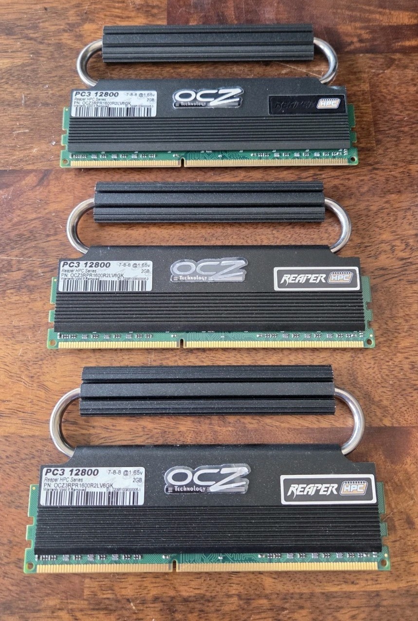 Rare OCZ Reaper HPC 6GB Kit (3x2GB) DDR3 1600 PC3 12800 RAM OCZ3RPR1600R2LV6GK