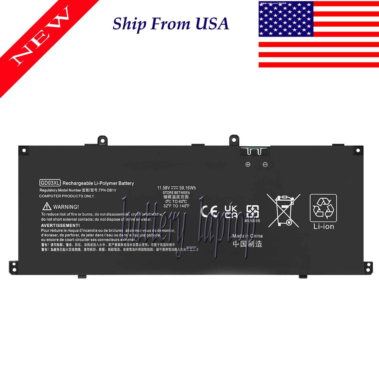 GD03XL 59.16Wh 11.58V Battery for HP Pavilion 16-Ag 16-Ag0000 16-Ag0052Wm