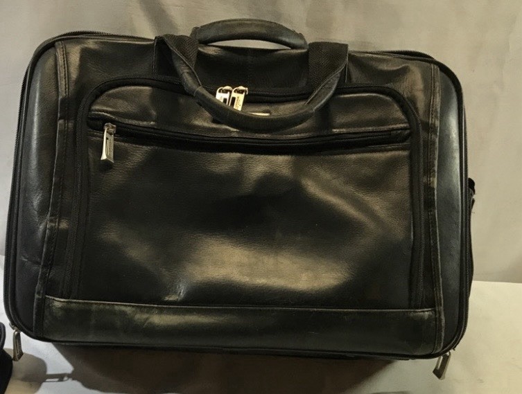 U.S. Luggage NY  Vtg Leather Expandable Briefcase Black Laptop Portfolio Bag