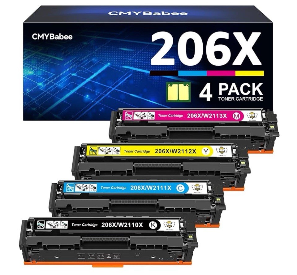 CMYBabee Compatible Toner Cartridge Replacement for HP 206X 206A 4 Pack