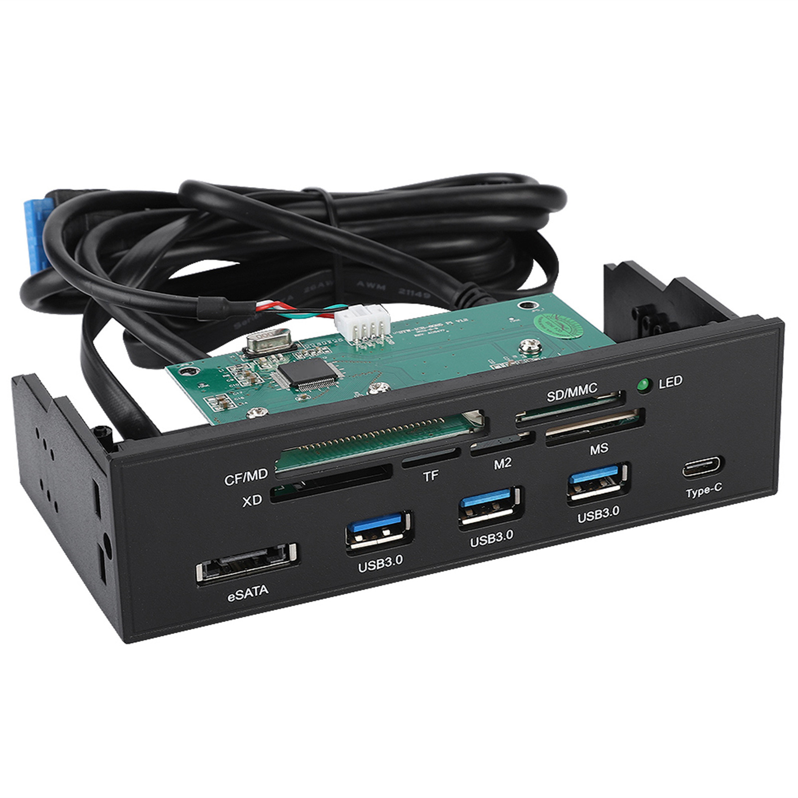 STW 5.25" Internal Media Memory Card Reader USB 3.0 Dashboard PC Front Fit