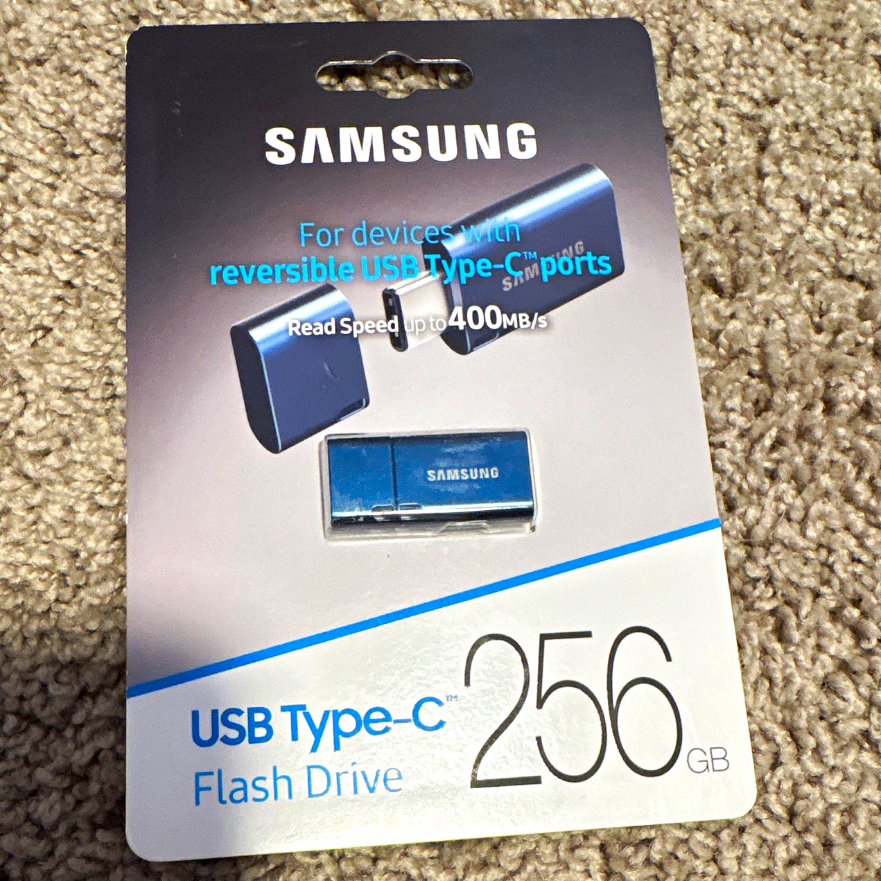 Samsung 256GB USB-C Flash Drive Blue Waterproof Shockproof 400MB/s Read