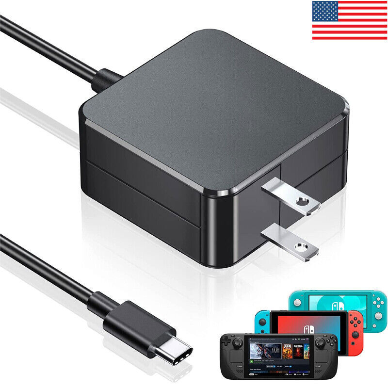 Steam Deck Charger 45W PD Power Supply Type C Adapter USB-C Laptop Charger