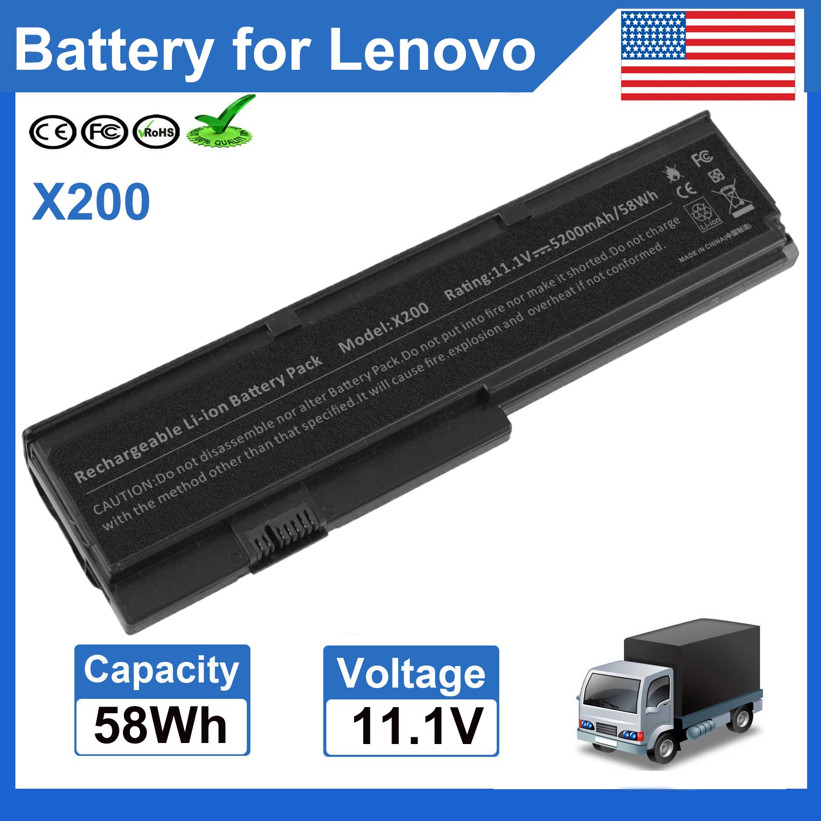 X200 Battery For Lenovo ThinkPad X200s X201 X201i Series 42T4650 42T4534 42T4536