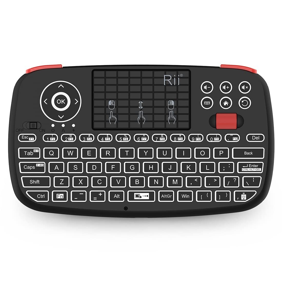 Upgrade Rii i4 Mini Bluetooth Keyboard with Touchpad, Blacklit Portable Wirel...