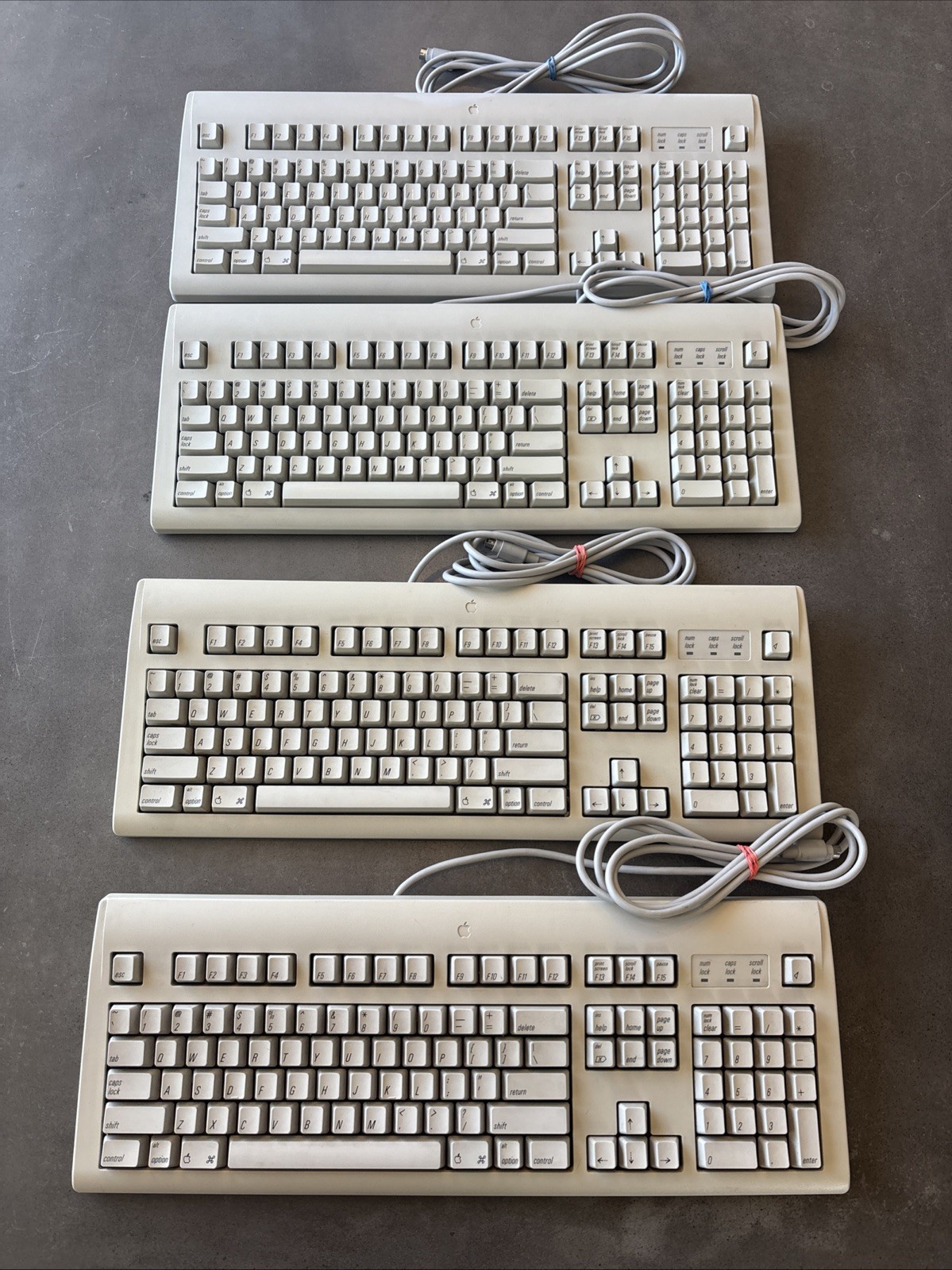 Four Apple Design Keyboards ADB For Power Macintosh - M2980 - Tested Lot