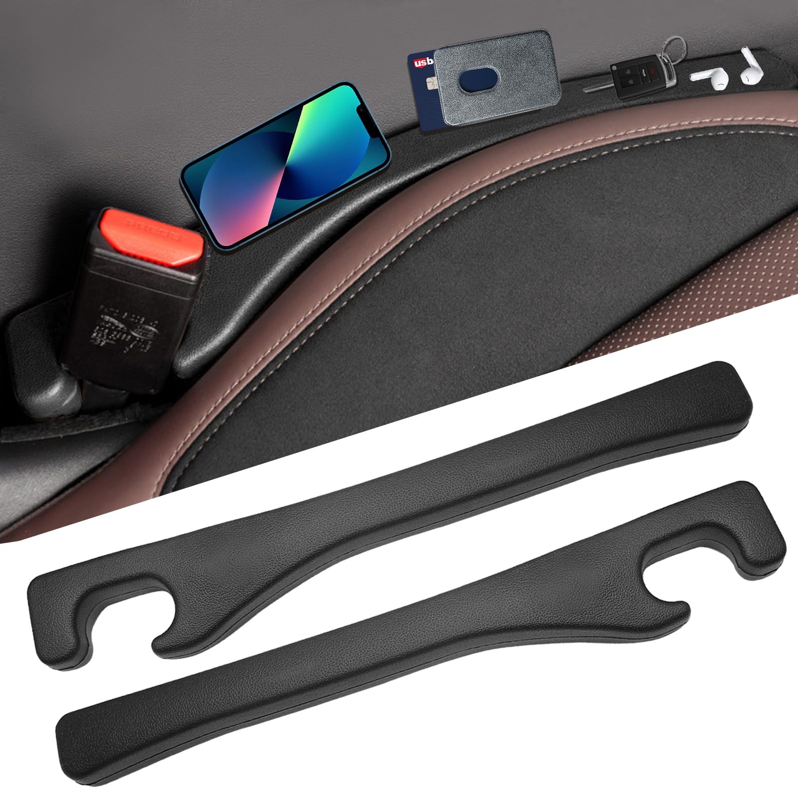 2 PCS Black Car Seat Gap Filler, Normal