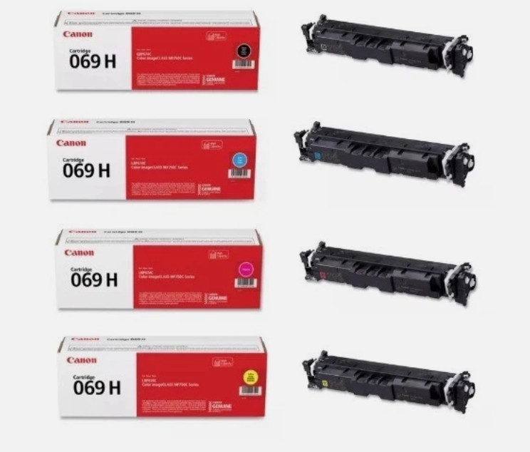 Canon 069H 069 H Toner Cartridges 4 Pack Black Cyan Magenta Yellow Genuine OEM