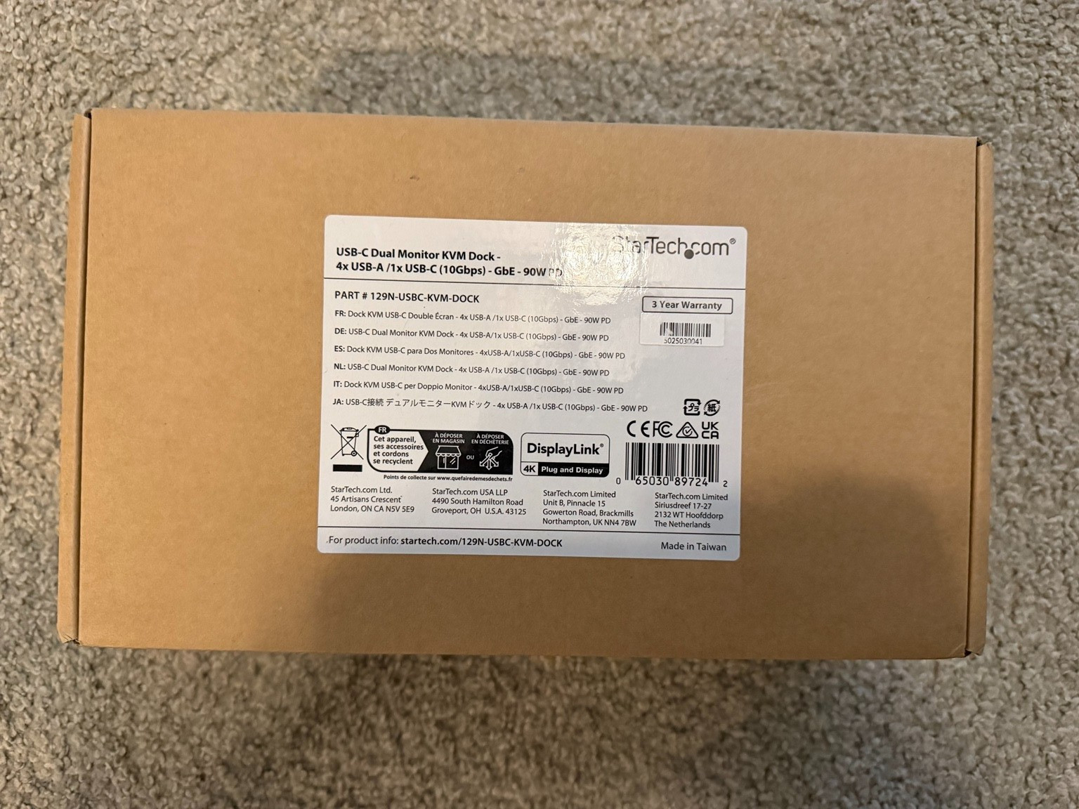 StarTech.com USB-C Dual Monitor KVM Dock 129N-USBC-KVM-DOCK 4K 90W PD NEW