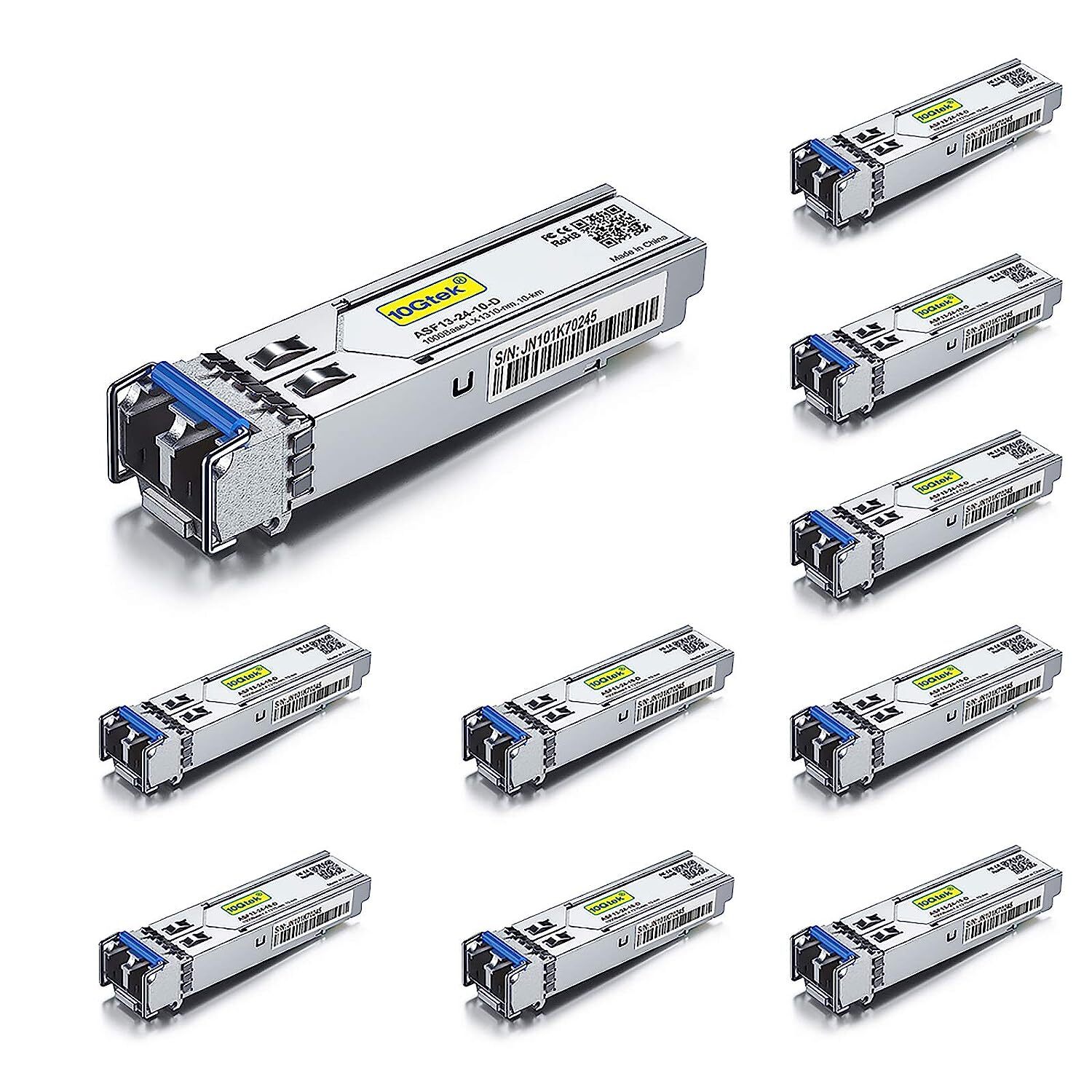 10 Packs For Cisco GLC-LH-SMD Transceiver 1000Base-LX 1.25G SFP 1310nm SMF 20 km