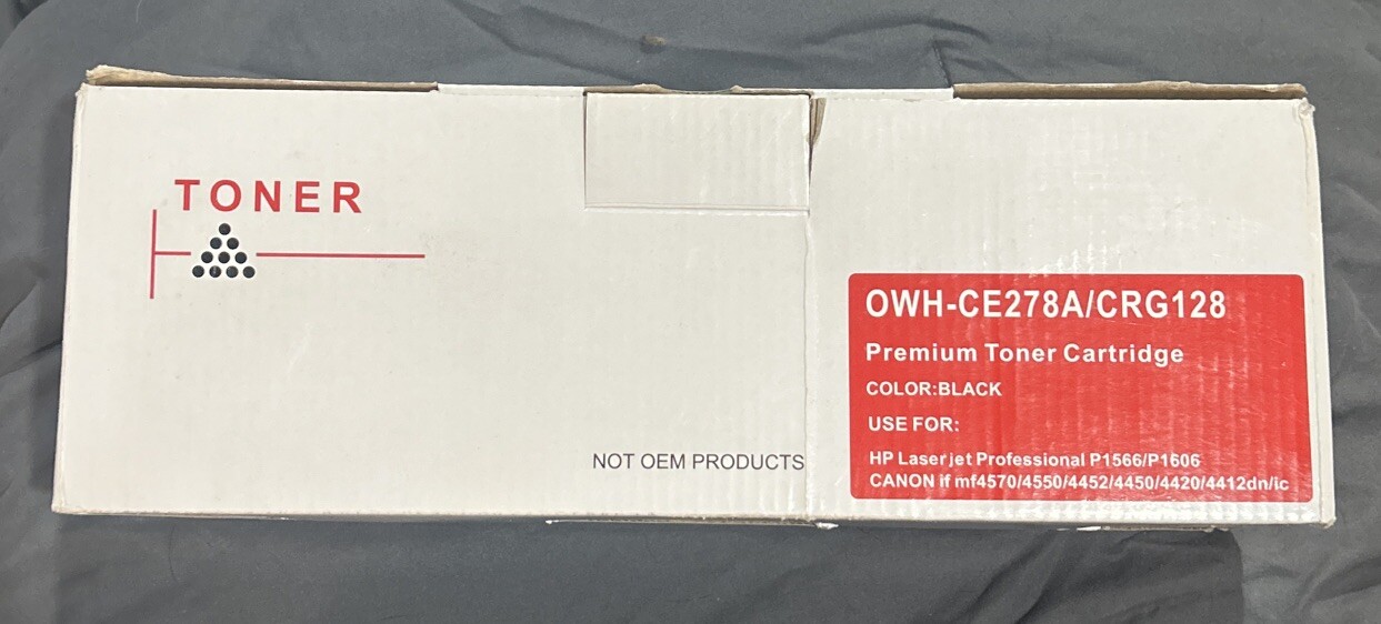 Toner Premium Black Toner Cartridge OWH-CE278A/CRG128 See Pics For Compatibility