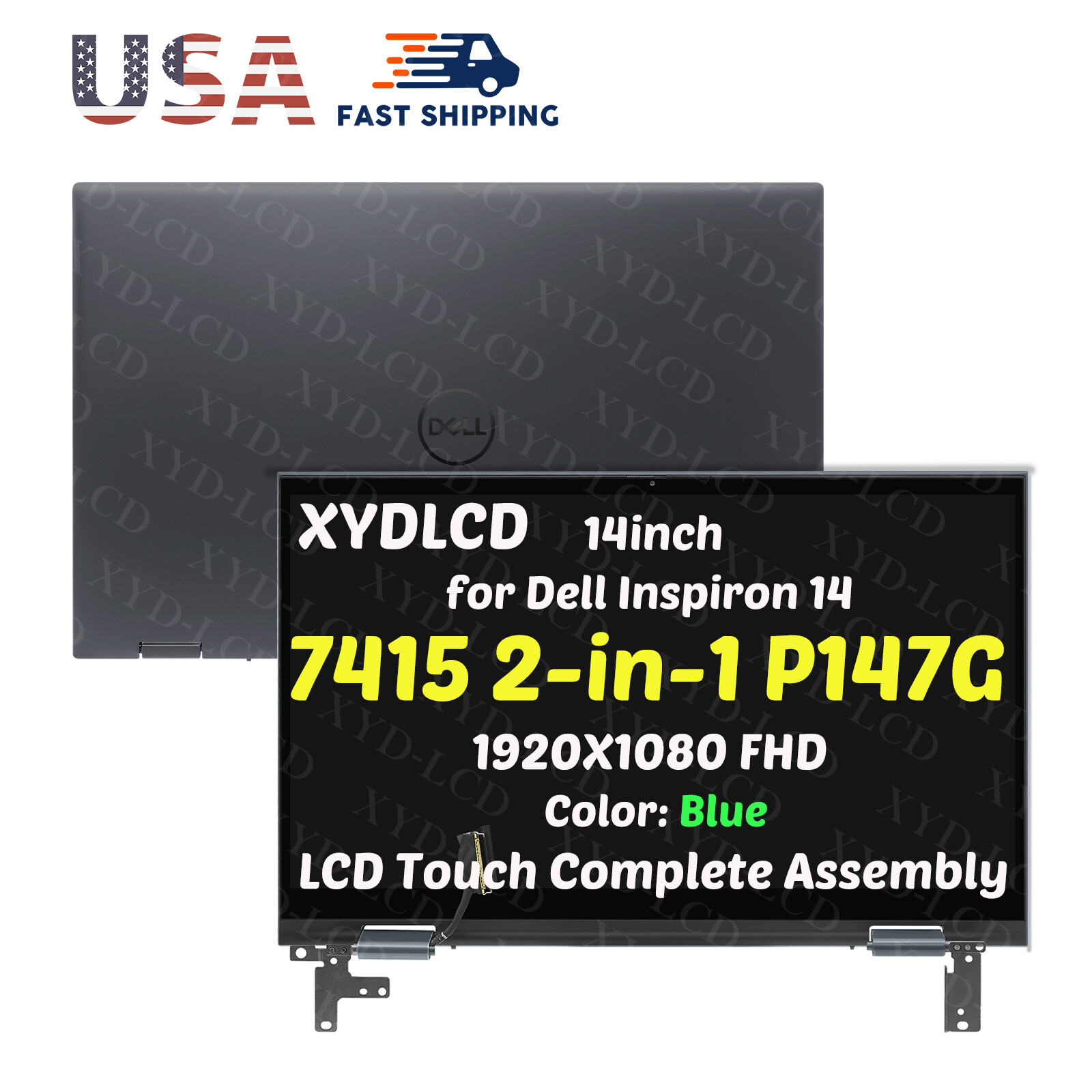 New 14in for Dell Inspiron 14 7415 2-in-1 P147G001 LCD Touch Screen GWRR6 0GWRR6