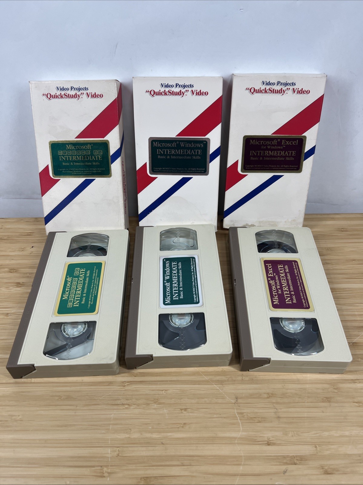Vintage Microsoft Windows & Excel Training VHS Tapes QuickStudy Lot of 3