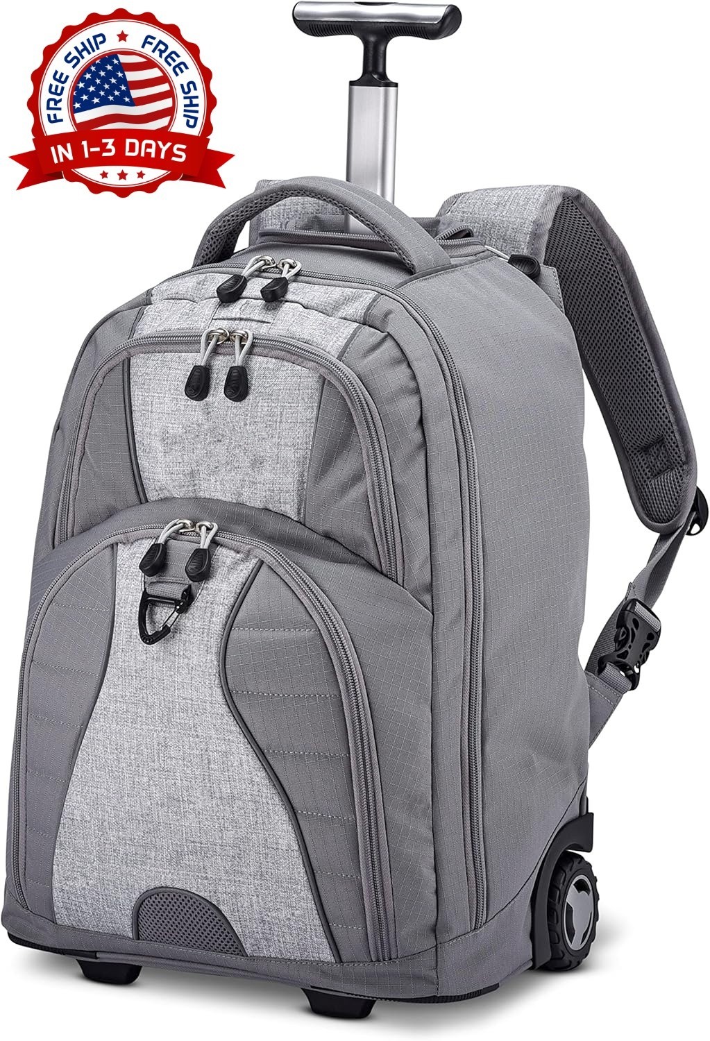 Mochila con ruedas para portátil Freewheel, color plateado jaspeado, talla única