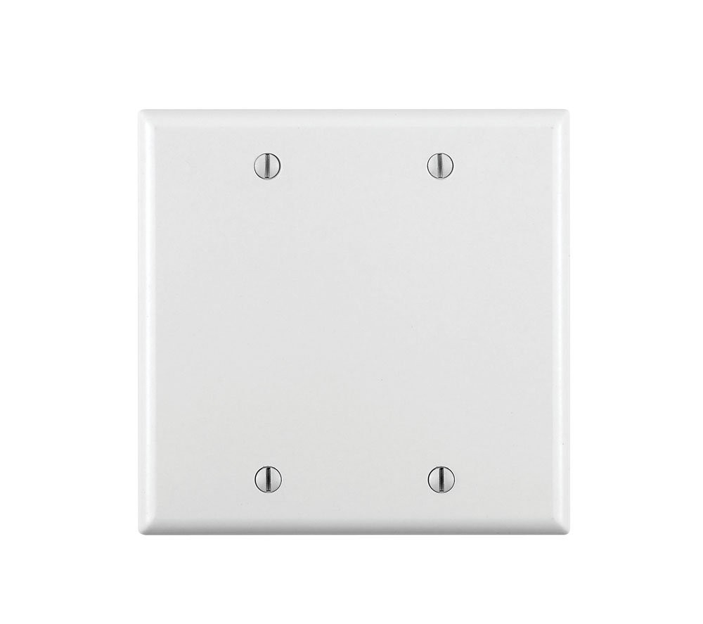 Leviton 2-Gang No Device Blank Wallplate, Standard Size, Standard, White 