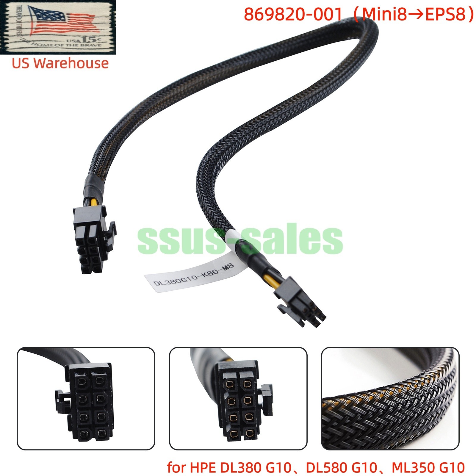 Mini 8Pin to EPS 8Pin GPU Power Cable for Tesla K80 M40 M60 P40 P100 DL380 G10