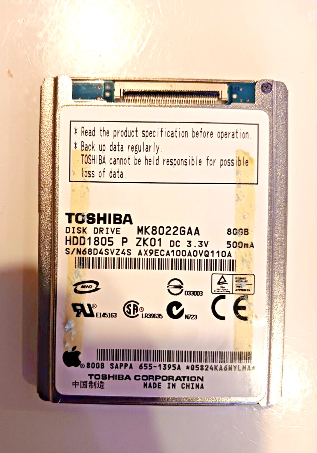 SAMSUNG HS081HA OR TOSHIBA MK8022GAA HD  80GB FOR IPOD CLASSIC 6GEN USA SELLER