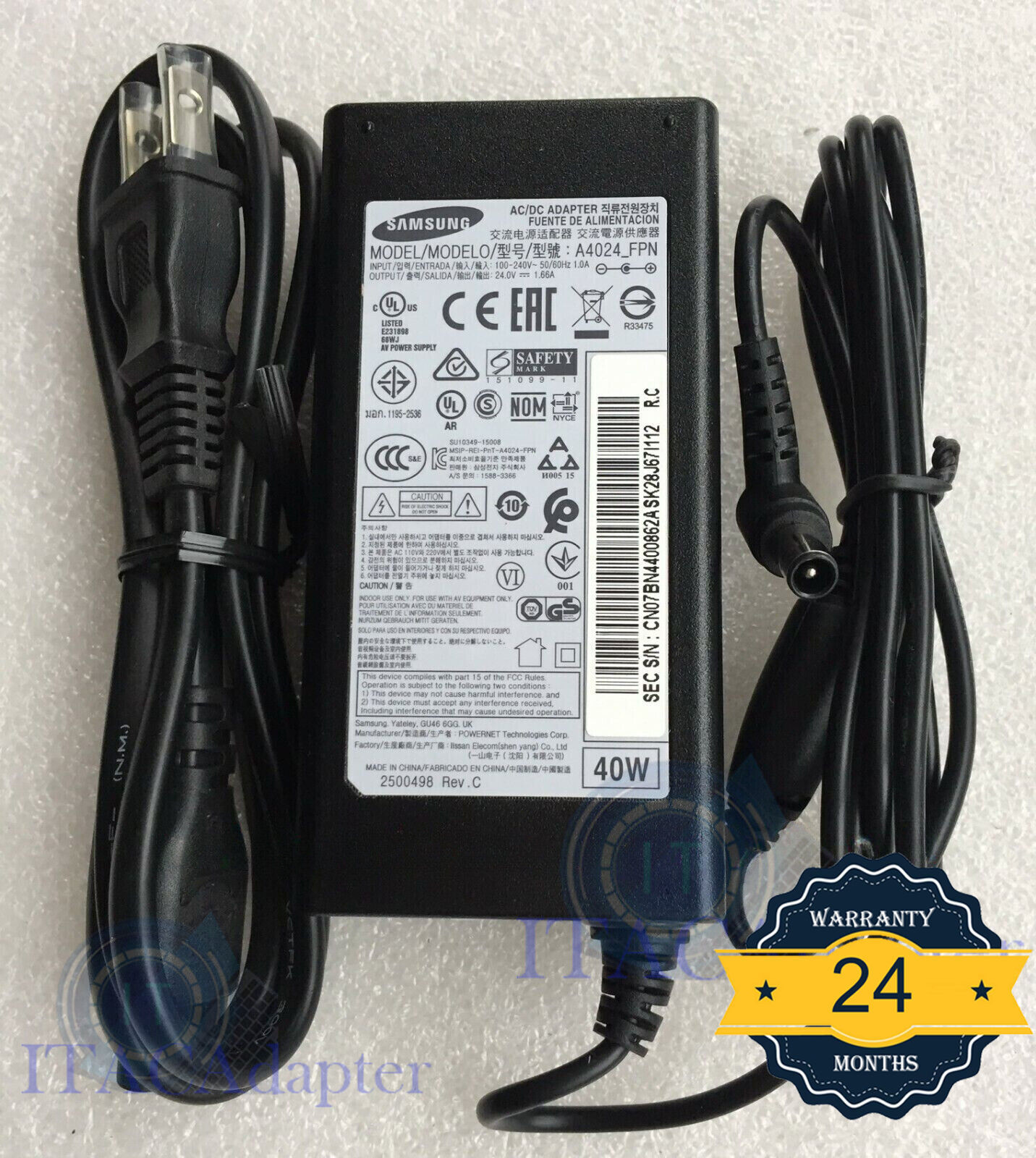 New Original OEM Samsung 24V AC Adapter for Samsung HW-Q60T 5.1 Channel Soundbar