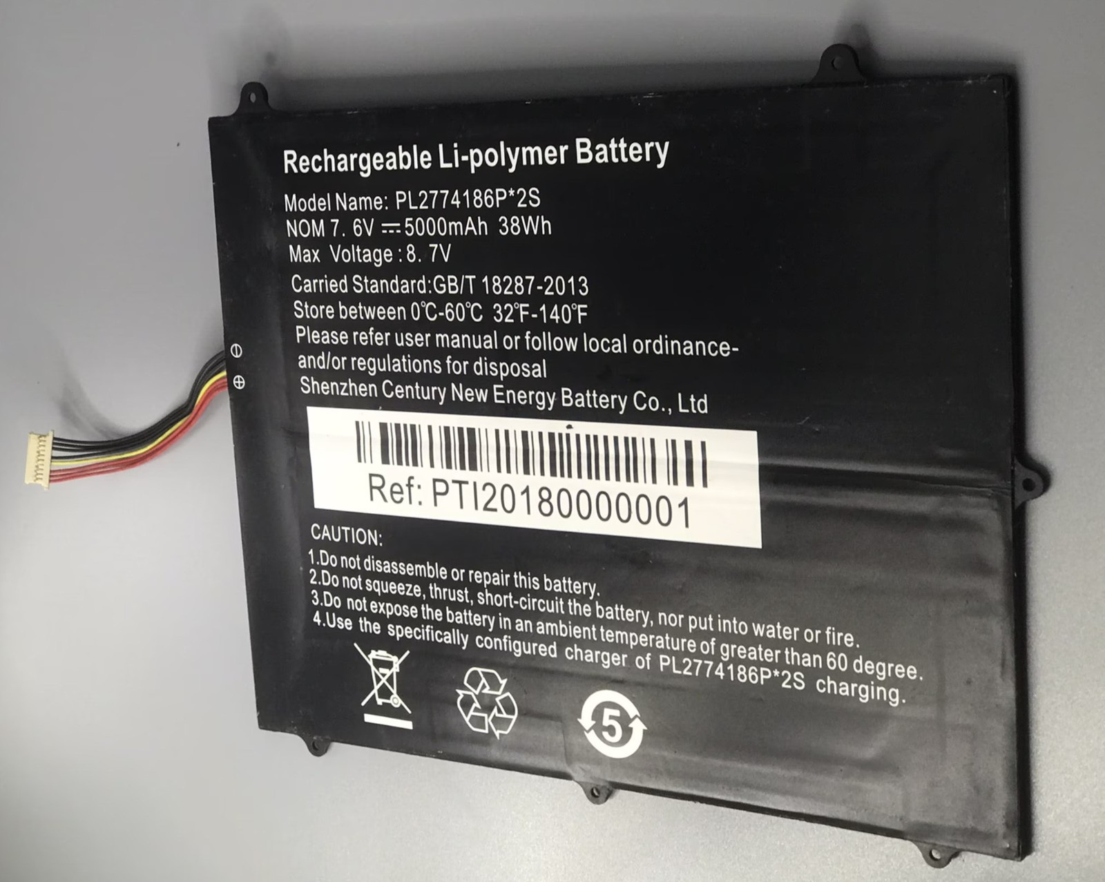 New 5000mAh 38Wh 7.6V Replacement Battery PL2774186P*2S