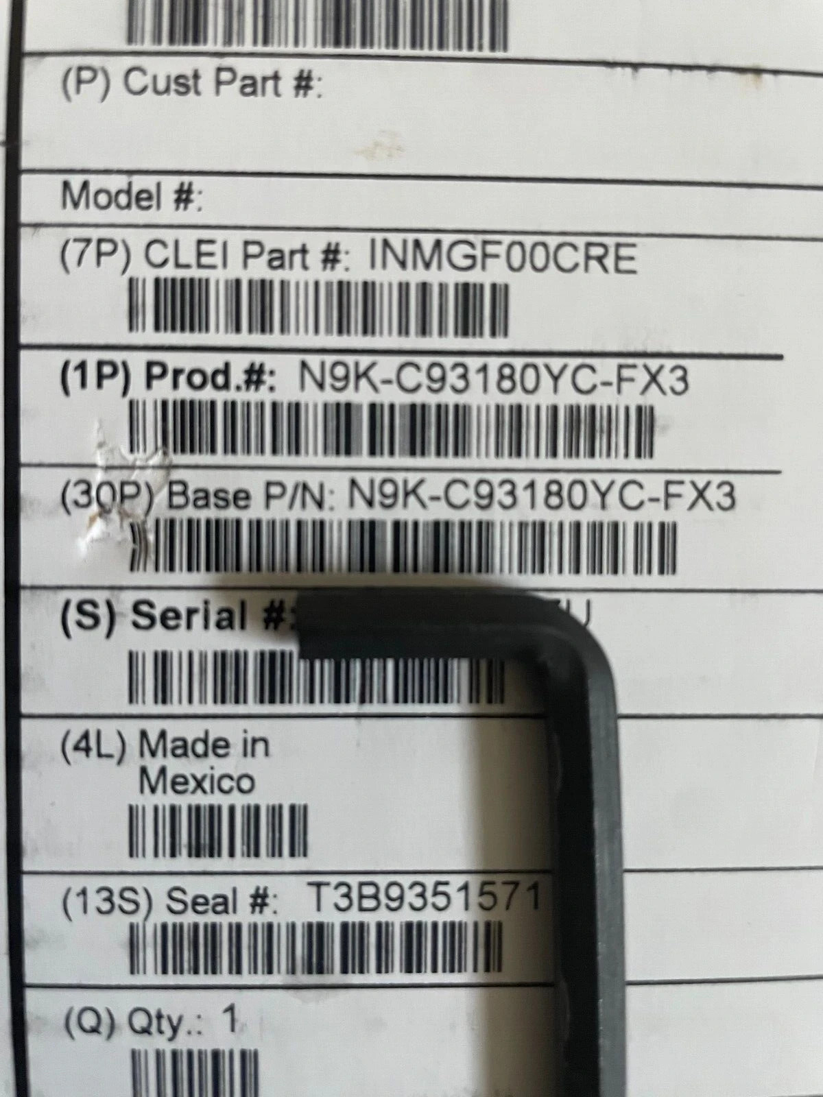 Cisco N9K-C93180YC-FX3 Nexus 9300 48p 1/10/25G, 6p 40/100G Switch - Port Exhust