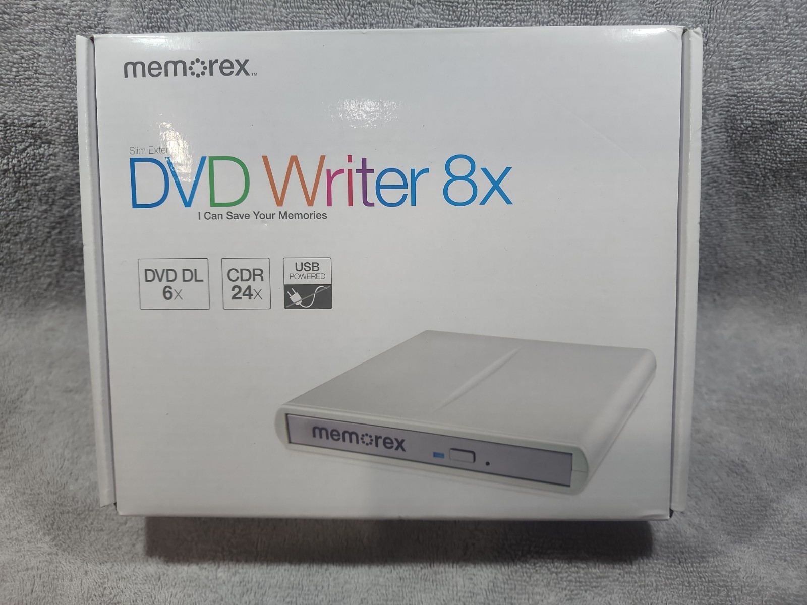 NEW Memorex Slim External CD/DVD Writer, DVD 8X, CDR 24X USB Powered Mac Windows