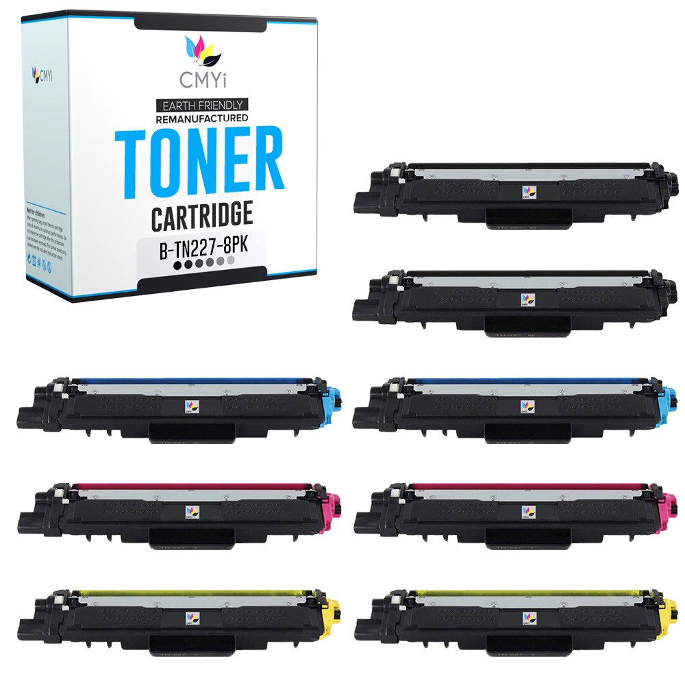 8-Pack Compatible CMYi TN227 Cartridges fits Brother HL-L3270CDW, MFC-L3750CDW