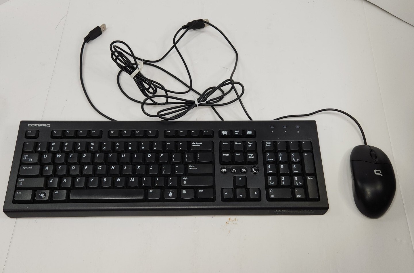 HP COMPAQ USB Wired US QWERTY Keyboard Black PR1101U & Optical Mouse OEM LNC 