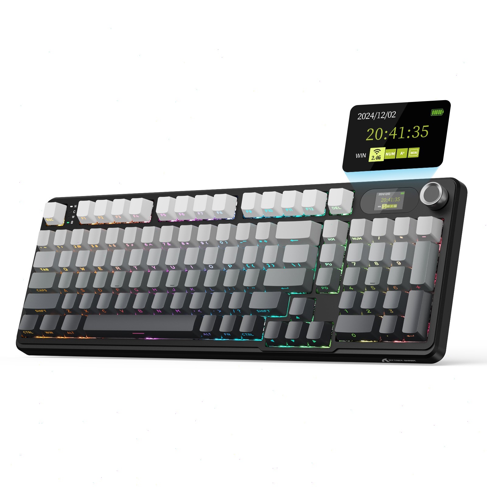 X98 Pro 99 Keys Tri-Mode Hot Swap Mechanical Keyboard RGB LED Screen Knob