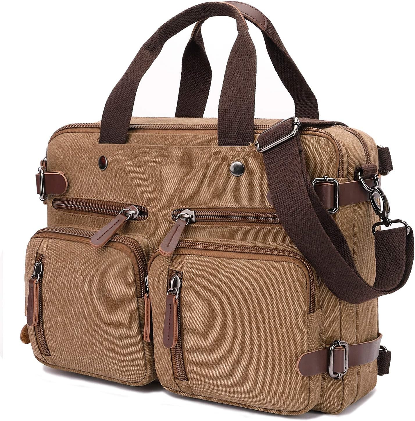 3 in 1 Canvas Convertible Laptop Bag for Men Women, 17.3 Inch Laptop Messenger B