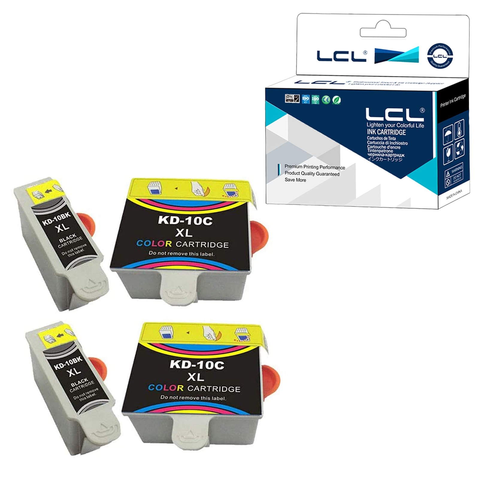 For Kodak 10XL 10B 10C Compatible Ink Cartridge - 2Black 2Color