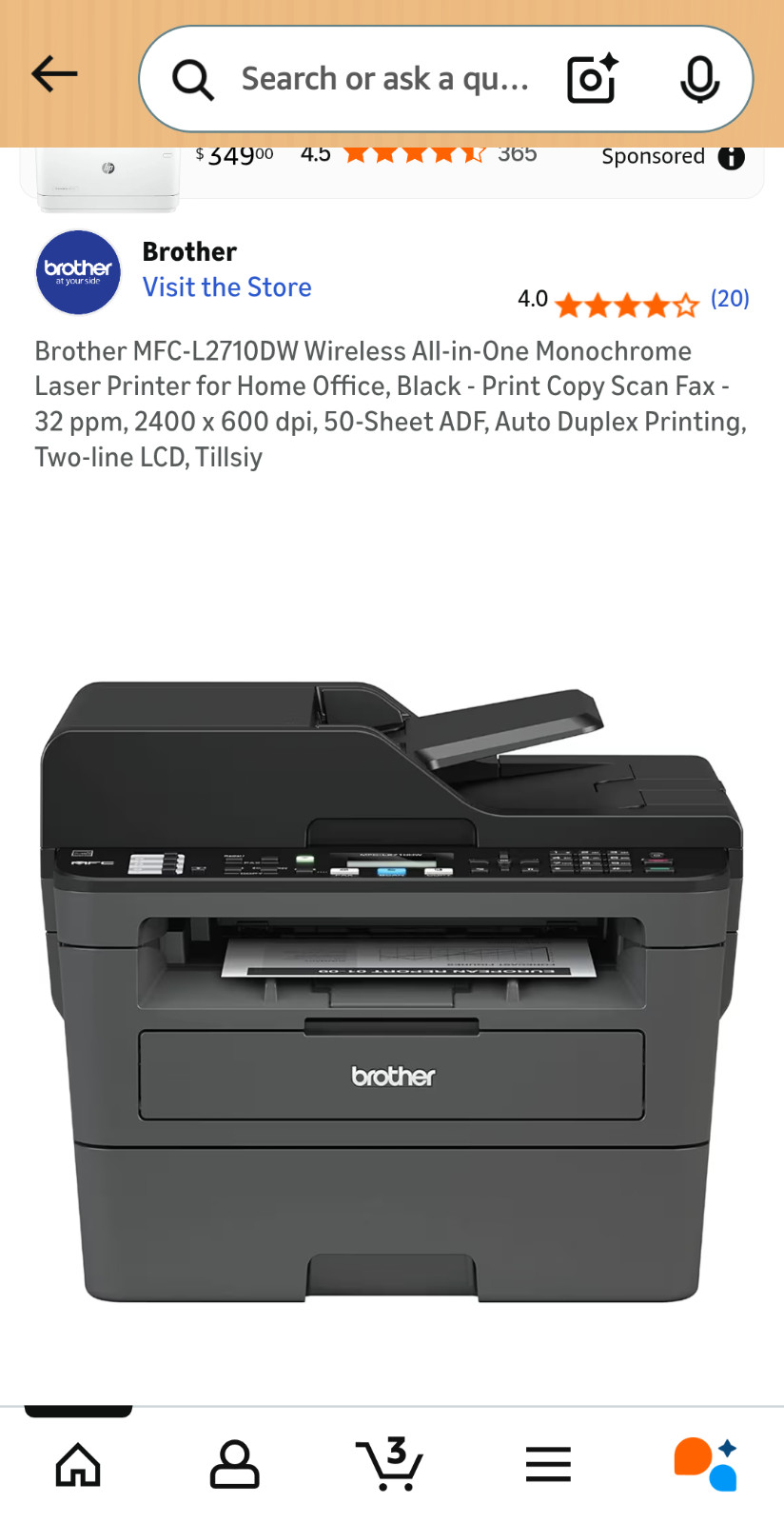 Genuine Brother MFCL2710DW Compact Wireless All-In-One Printer