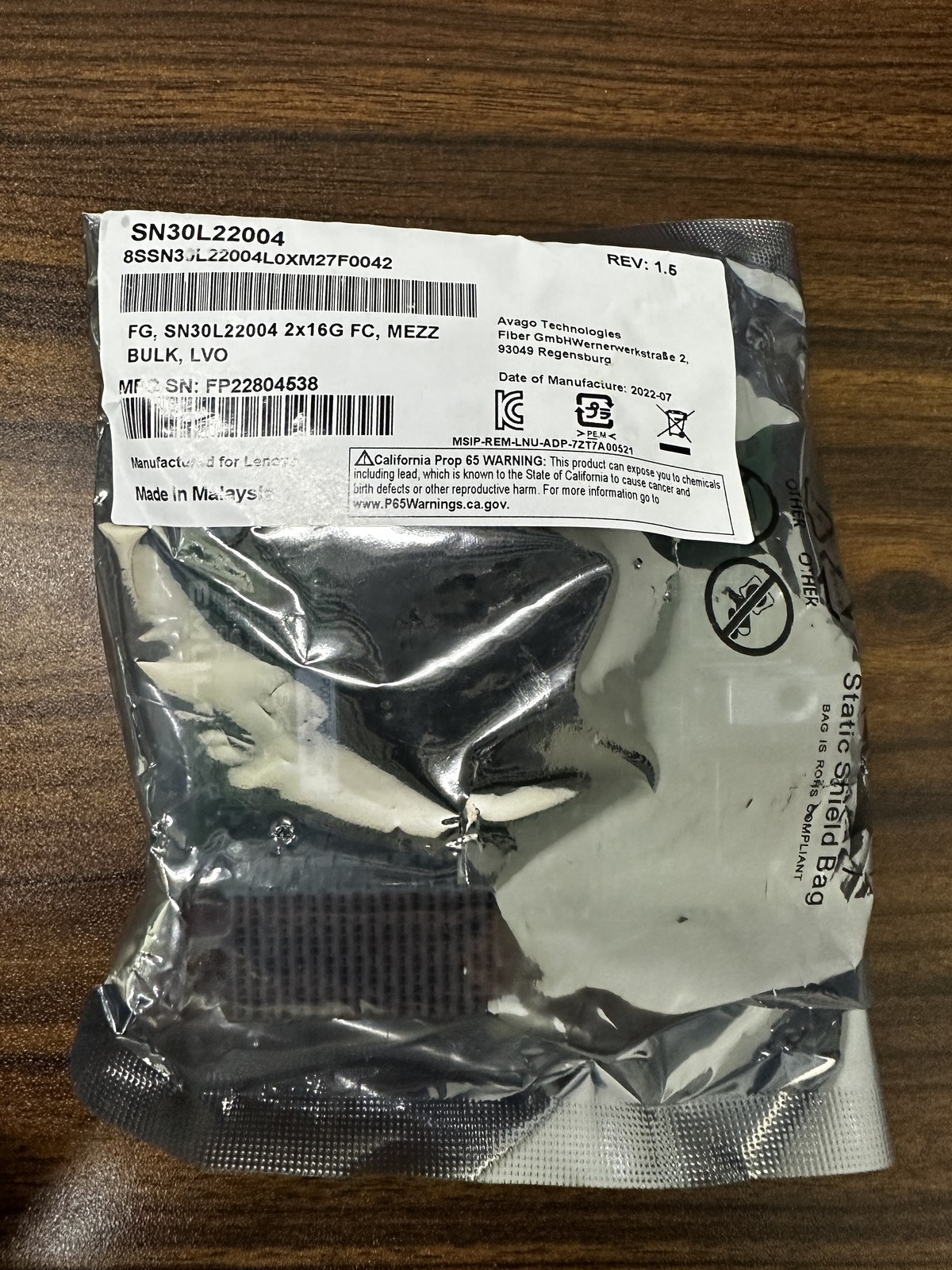 New Lenovo 00YK563 Emulex LPm16002B-L Mezz 16Gb 2-Port Fibre Channel Adapter