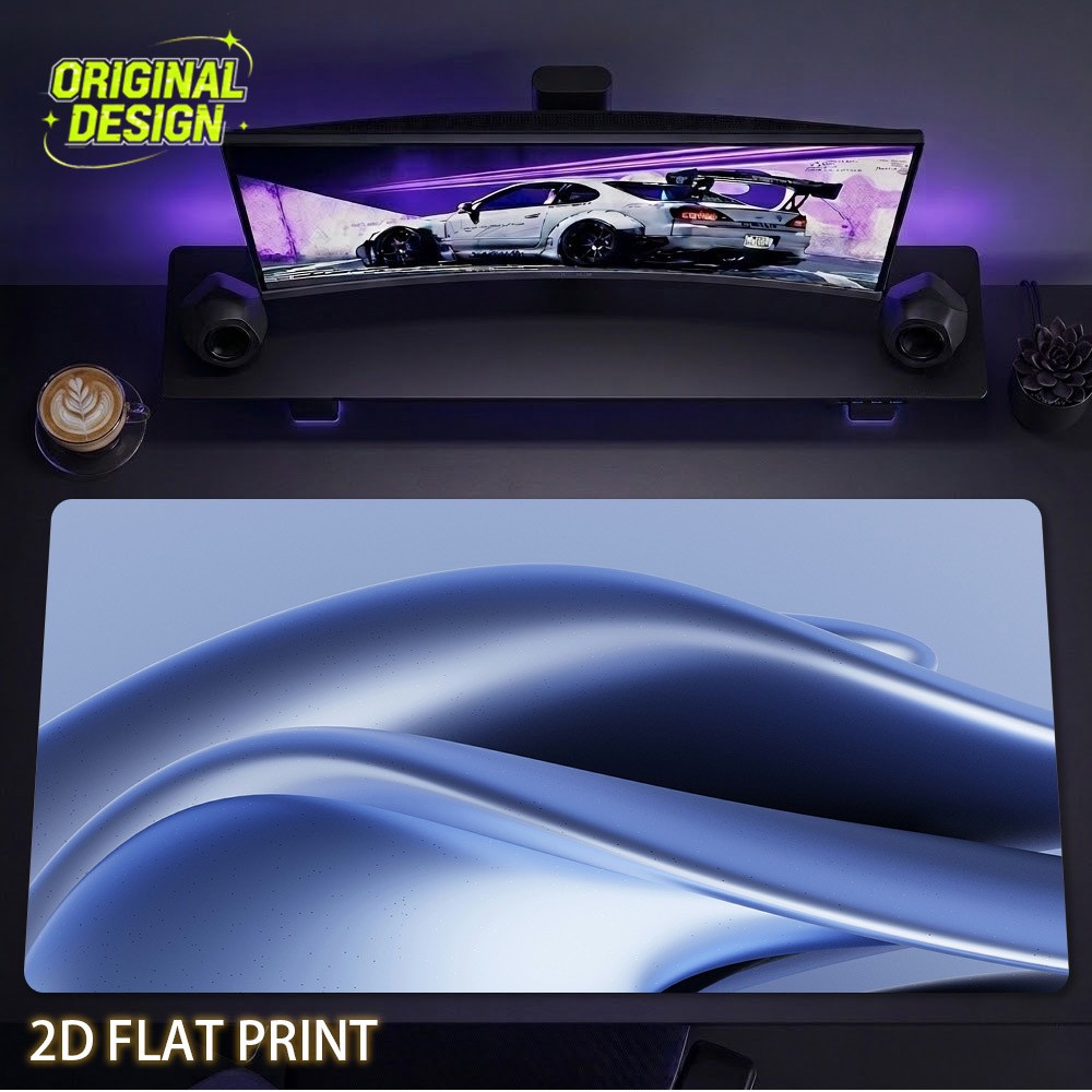 1 XXL Extra Large Blue Fluid Metallic Style Mouse Pad, Premium Minimalist Cool