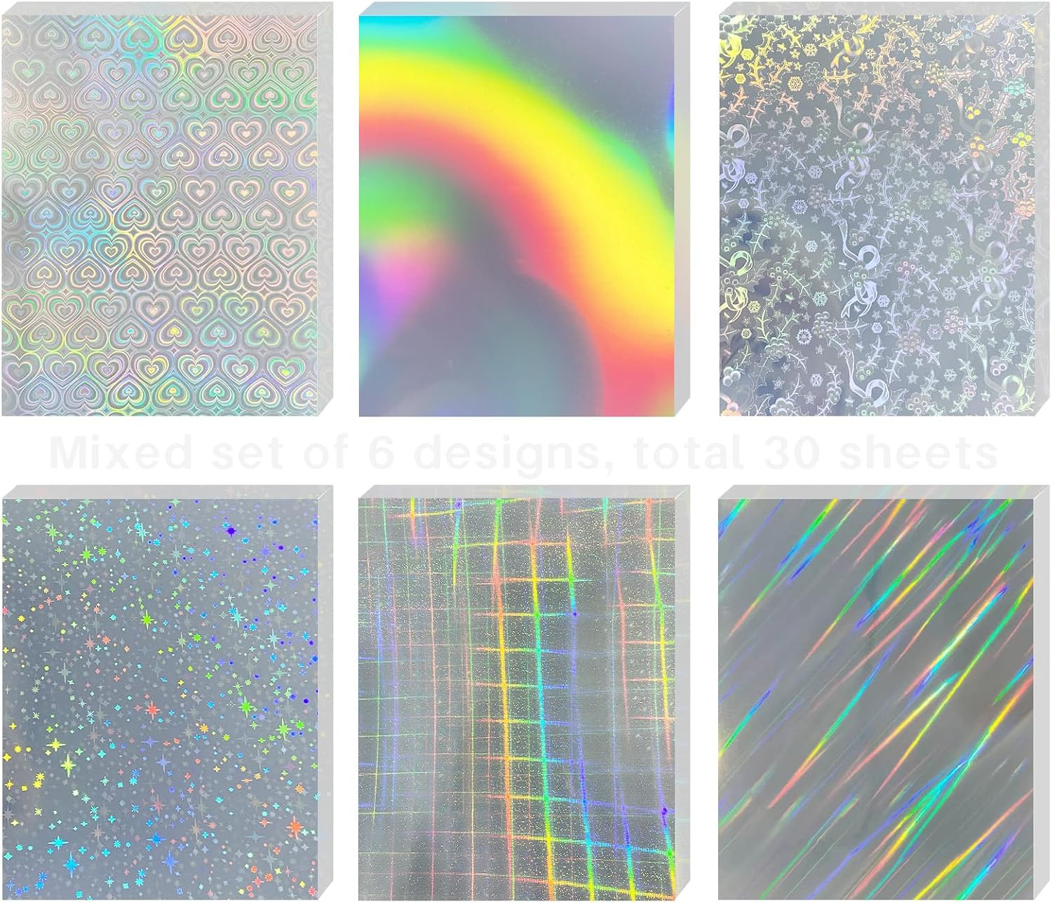 30 Sheets Holographic Sticker Paper for Inkjet&Laser Printer, Printable Vinyl