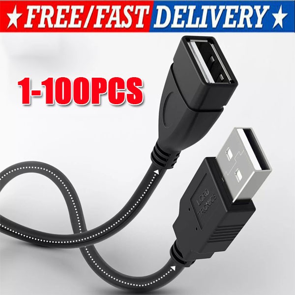High-Speed USB-USB Extension Cable USB 2.0 Adapter Extender Cord Male/Female LOT