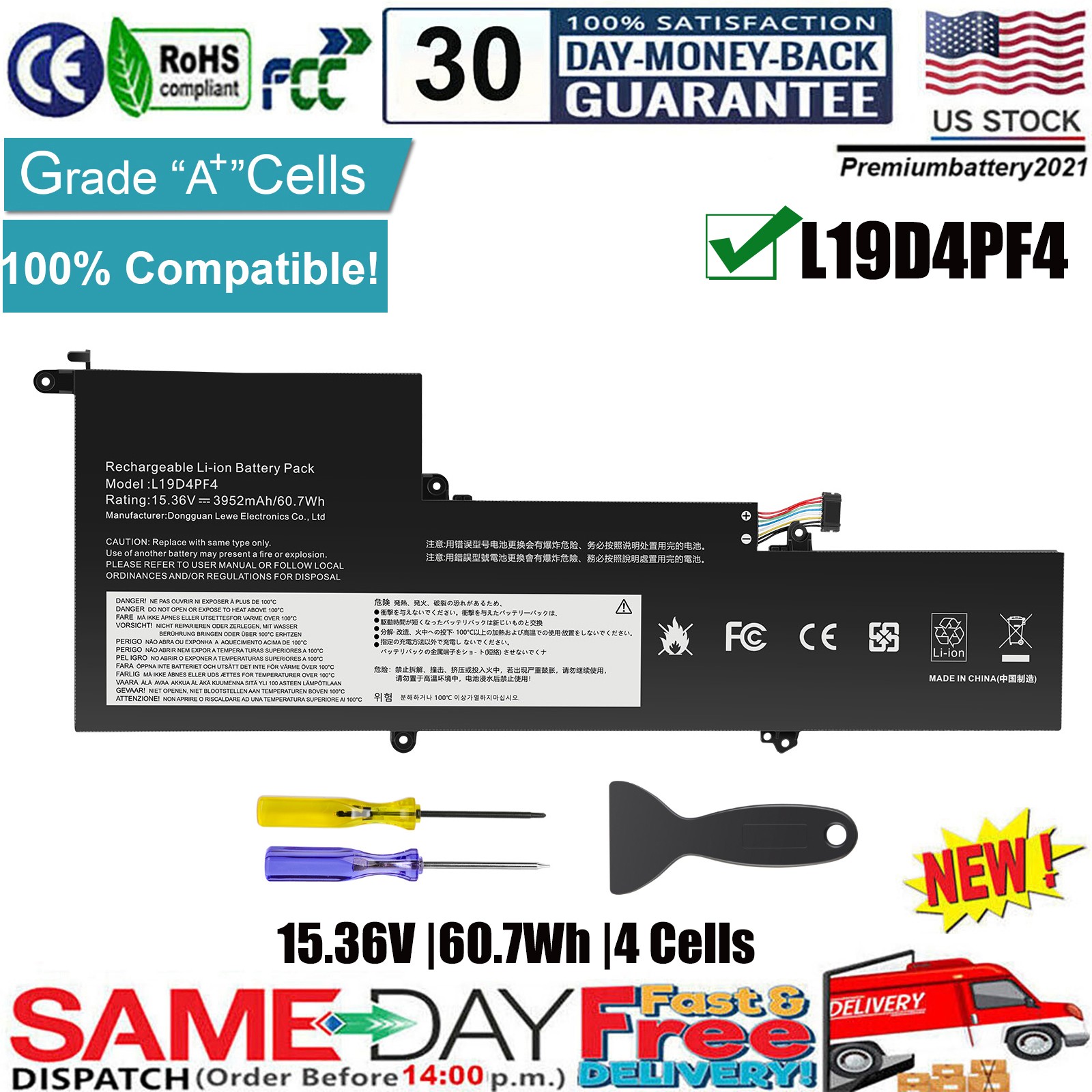 L19M4PF4 L19C4PF4 L19D4PF4 Laptop Battery for Lenovo Ideapad Yoga Slim 7-14IIL05