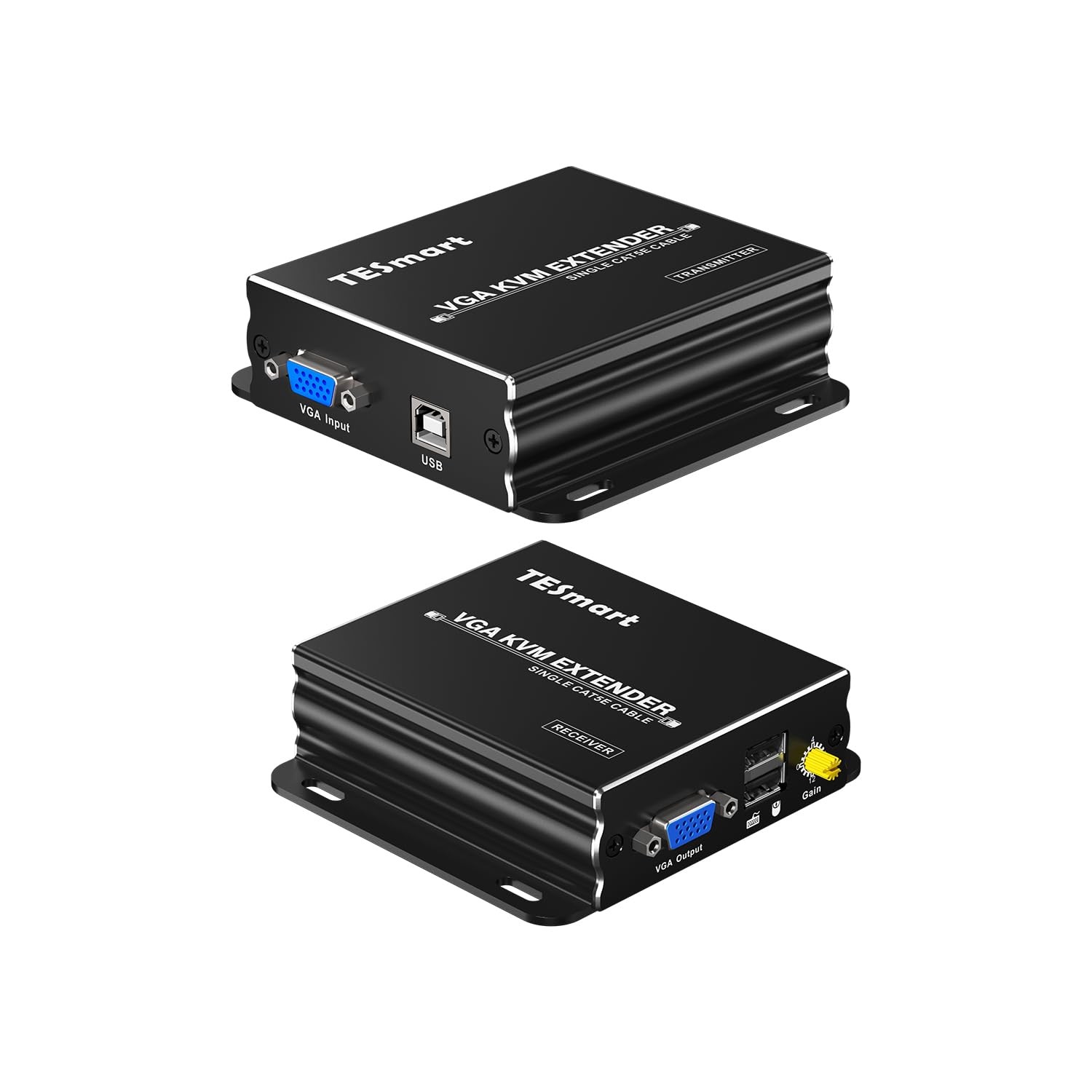TESmart 1080P 60Hz Long Range 984ft USB VGA KVM Extender Over Cat5e Cat6 Ethe...