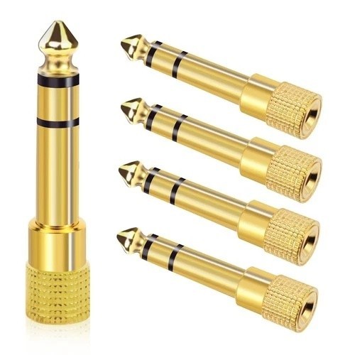 Aqdocvf 5-Pack 3.5mm to 1/4" Adapter, Gold Plated 5Pack, gold-plated