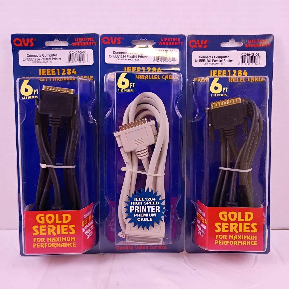 QVS Parallel Printer Cable IEEE 1284 DB25M/CN36M (A-B) 6FT Lot of 3 Brand New