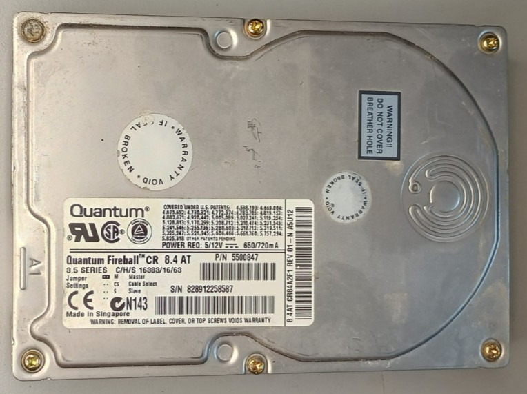 Quantum Fireball CR84A2F1  8.4AT IDE/PATA 4.3GB 3.5" Hard Disk - Warranty